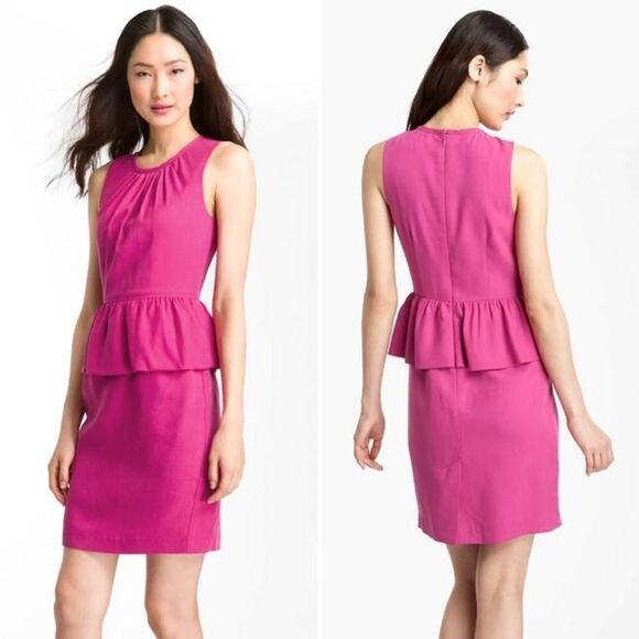 Trina Turk Kiran Pink Sleeveless Peplum Cocktail Dress Women Size 6 - Picture 1 of 15